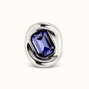 Sterling silver-plated ring with purple crystal