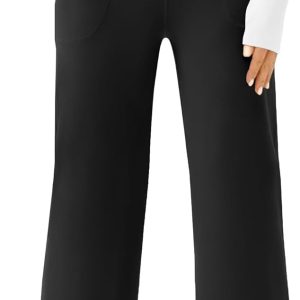 Womens Wide Leg Yoga Pants Casual Work Dress Pants Lounge Sweatpants High Waist Comfy Loose Trousers with Pockets