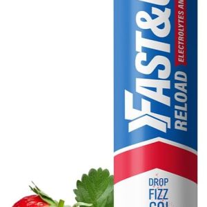 Fast&Up Reload –Strawberry Flavour – 20 Effervescent Tablets – Instant Electrolytes for Rapid Hydration & Energy - Added Vitamin C & B12 for Performance, Wellbeing, Travel & Recovery – Vegan