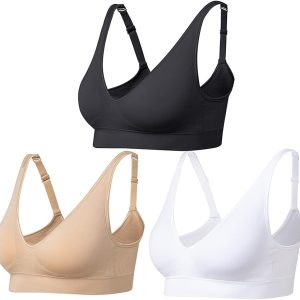 Comfyin Wireless Bras for Women Non Wired Seamless Bras with Removable Pads 3 Pack