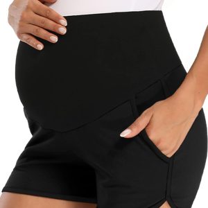 fitglam Women's Maternity Shorts Over Belly Pregnancy Lounge Workout Running Pajama Sleep Shorts with Pockets