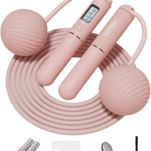 YOTTOY Cordless Jump Rope with Counter - Ropeless Jump Rope 2 In 1 with Large Cordless Ball-Weighted Jump Rope for Women with LCD Display