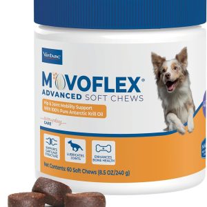 Advanced Soft Chews Hip and Joint Support Supplement for Medium Dogs - Movoflex 60 Count by Virbac