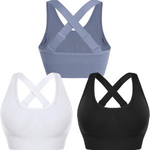 Sykooria Adjustable Sports Bra for Women High Support Padded Workout Tops Packs Gym Fitness Running Yoga Bras