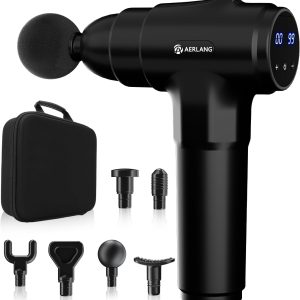 AERLANG Massage Gun Deep Tissue,Electric Muscle Back Massage Gun, Neck Massager for Pain Relief, Percussion Massager with 6 Massages Heads & 20 Speed Back Massager,Birthday Gifts for Men Women