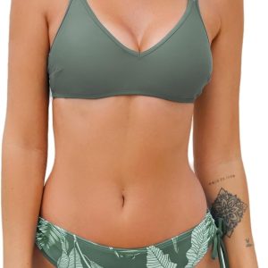 CUPSHE Women Swimsuit Bikini Set Two Piece Bathing Suit Criss Cross Back Strappy Side with Double Spaghetti Straps