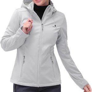 33,000ft Women's Softshell Jacket with Hood Waterproof Lightweight Windbreaker Windproof Rain Shell Jacket for Outdoor Hiking