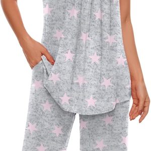 Women Pajamas Sets Loungewear Soft Sleepwear Two Piece Summer Sleeveless Pjs Tank Top Pants with Pocket M-3XL