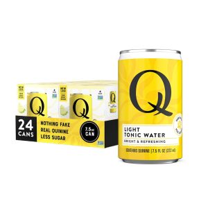 Q LIGHT TONIC WATER with Real Quinine & Organic Agave - Ideal for Cocktails & Mocktails - Made with Real Ingredients, Perfectly Carbonated, & Less Sweet - 20 Calories per Can - 7.5 Fl Oz (Pack of 24)