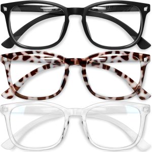 Gaoye Stylish Blue Light Glasses for Woman - Computer Glasses 99% Blue Light Blocking - Lightweight TR90 Frames - 3 pack