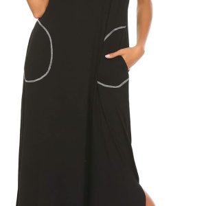 Ekouaer Women's Full Length Short Sleeve Nightgown