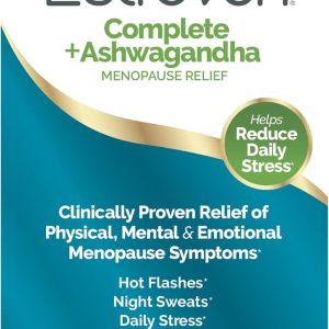 Estroven Complete + Ashwagandha Multi-Symptom Menopause Supplement for Women - 60 Ct. - Clinically Proven Ingredients Provide Menopause Relief & Night Sweats + Hot Flash Relief* - Drug-Free & Non-GMO