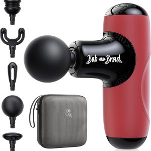 BOB AND BRAD Q2 Mini Massage Gun, Pocket-Sized Deep Tissue Massager Gun, Portable Percussion Muscle Massager Gun, Ultra Small & Quiet Muscle Massage Gun with Carry Case, FSA and HSA Eligible -Red