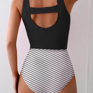 Eomenie Two Piece Tankini Swimsuits for Women Tummy Control Bathing Suits Cutout Back Swim Tank Top with High Waisted Bottom