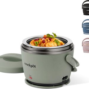 Crock-Pot Portable Electric Lunch Box, 20-Ounce Food Warmer, Moonshine Green | Ideal for Travel, On-the-Go | Keeps Food Spill-Free, Warm & Tasty | Dishwasher-Safe