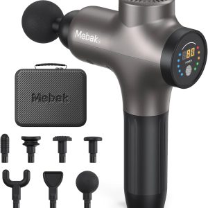 Mebak 3 Massage Gun, Massage Gun Deep Tissue for Athletes, Professional Muscle Percussion Massage Gun, Massager Gun for Shoulder Leg Back Body Pain Relief, Quiet Portable Sport Massager, Gifts for Him