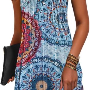 ETCYY Sundresses for Women 2025 Vacation Swim Cover up Beach Dresses Button Down Sleeveless Boho Floral V-Neck Summer Dress