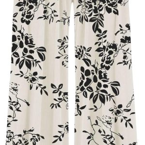 CIDER Wide Leg Palazzo Pants for Women with Pockets Elastic Business Causal Pants Women Summer for Beach Travel Trousers