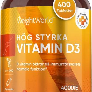 Vitamin D3 4000 IU - 400 tabletter (1 tablett varannan dag) - Solvitamin för immunförsvar, ben, tänder och muskler (EFSA) - 100% ren kolekalciferol vitamin D från WeightWorld