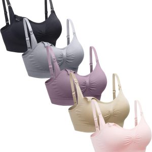 Suekaphin 5PACK Nursing Bra Wireless Bra Women's Sleeping Maternity Bra Breastfeeding Bra