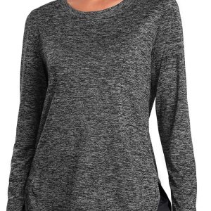Absttith Women's Long Sleeve Workout Shirts Running Yoga Tops Athletic Sport Tee Side Split