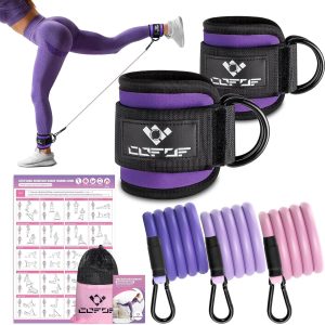 Ankle Resistance Bands With Cuffs for Working Out, Kickbacks, Hip, Leg and Glute Exercise - Training Poster Included - for Women