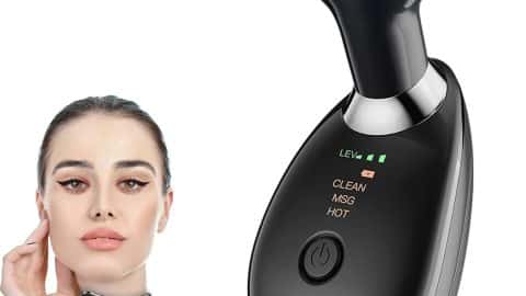 Red Light Therapy for Face, Face and Neck Massager, Wrinkle Remover with Red Light Therapy for Skin Care, Cleansing, Rejuvenating, and Smoothing (Black)
