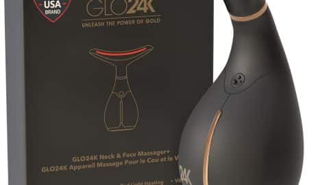 GLO24K Red Light Beauty Device for Face and Neck - Based on Triple Action LED, Thermal, and Vibration Technologies