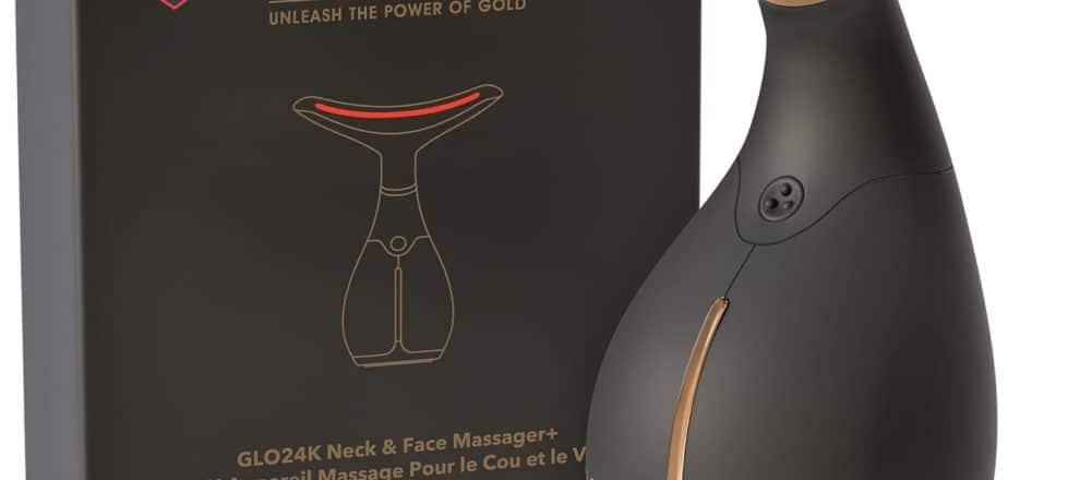 GLO24K Red Light Beauty Device for Face and Neck Based on Triple Action LED Thermal and Vibration Technologies