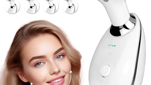 Face Neck Massager with 7-Color Light Modes for Face Sculpting Skin Care,Tightening,Smoothness - Red LED Light Therapy Device Tool for Women at Home