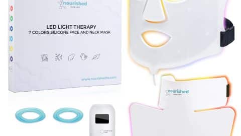 LED Light Therapy Face & Neck Mask - Facial Skin Care Device - 7 Colors Red & Blue - Rejuvenation, Anti-aging Product for Wrinkles