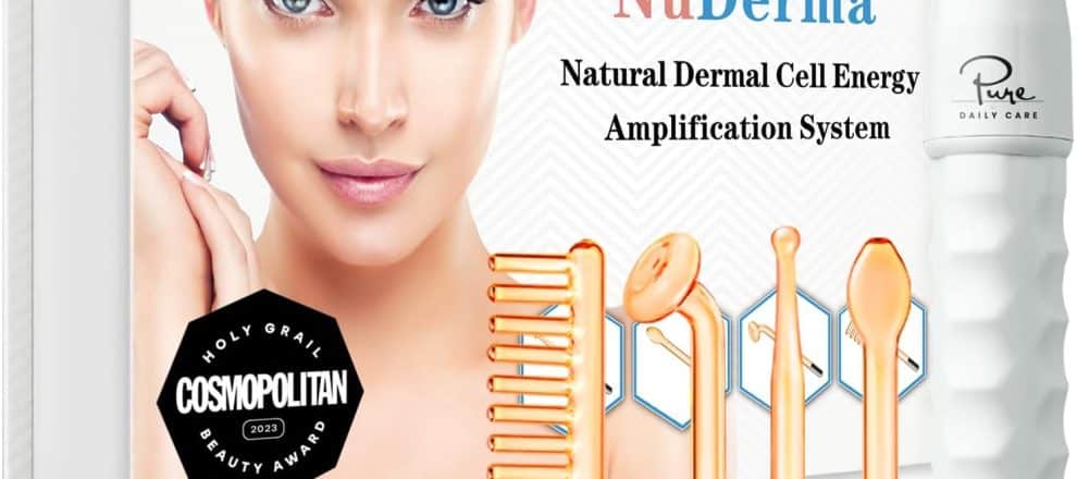 Pure Daily Care NuDerma Handheld Skin Therapy Wand Machine wNeon Anti Aging Skin Tightening Wrinkle Reducing Dark Circles Clarifying Hair Scalp Stimulator
