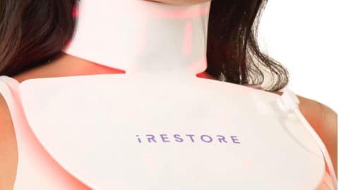 iRestore Illumina LED Neck & Chest Anti Aging Mask  for Smoother, Firmer and Glowing Skin at Home  Red and Infrared Light Therapy for Neck  Red Light Skincare Device with 230 LEDs (White)
