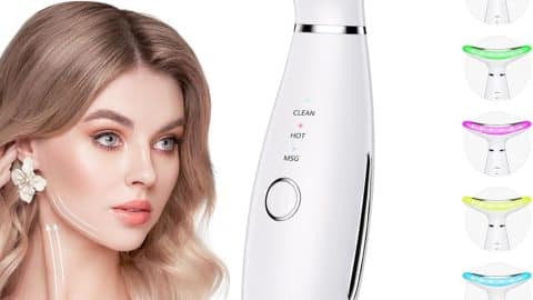 7 Color Galvanic Machines - Red Light Therapy for Face and Neck, Face Massager Tool for Wrinkles, Double Chin, Vibrating Facial Massager with Thermals, White