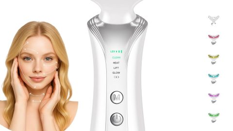7 in 1 Multifunctional Facial Massager, Red Light Therapy for Face, Beauty Skin Care Tool for Face and Neck, Portable Facial Massager for Wrinkles and Skin Care-White