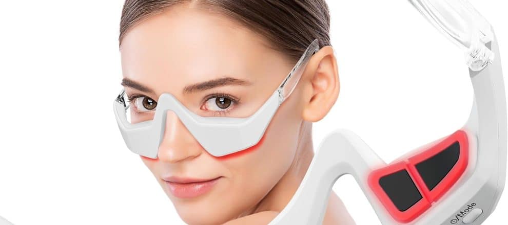 Under Eye Red Light Therapy Device Red Light Therapy Glasses for Eyes Light Weight Eye Massager for Reducing Dark Circles and Puffiness Smoothing Fine Lines